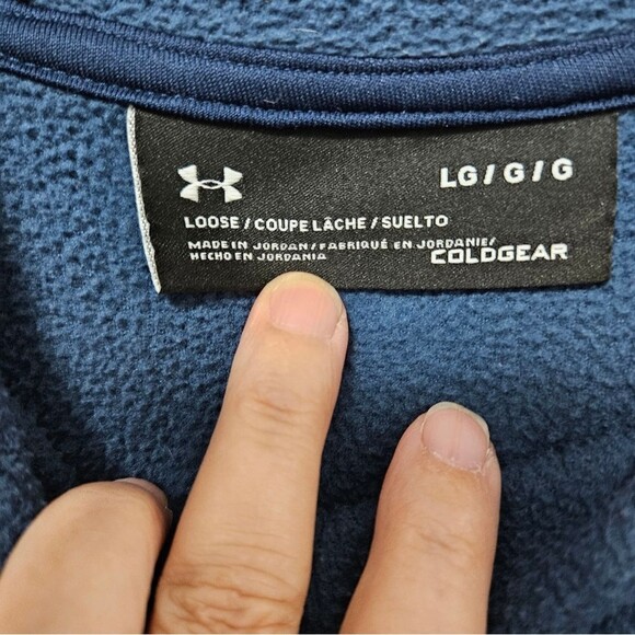 Under Armour Hoodie Women's Large Blue Loose Coldgear Pullover Pink Embroidered - Picture 2 of 6